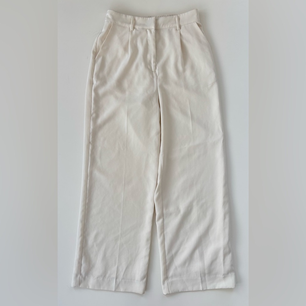 House of Harlow 1960 Women's Cream Wide Leg Pants High Waist Elastic Waist SMALL